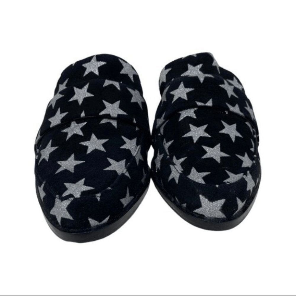 Rebecca Minkoff Star Print Mule Womens 5 Black Suede Pointed Toe Slip On Boho - Picture 5 of 10